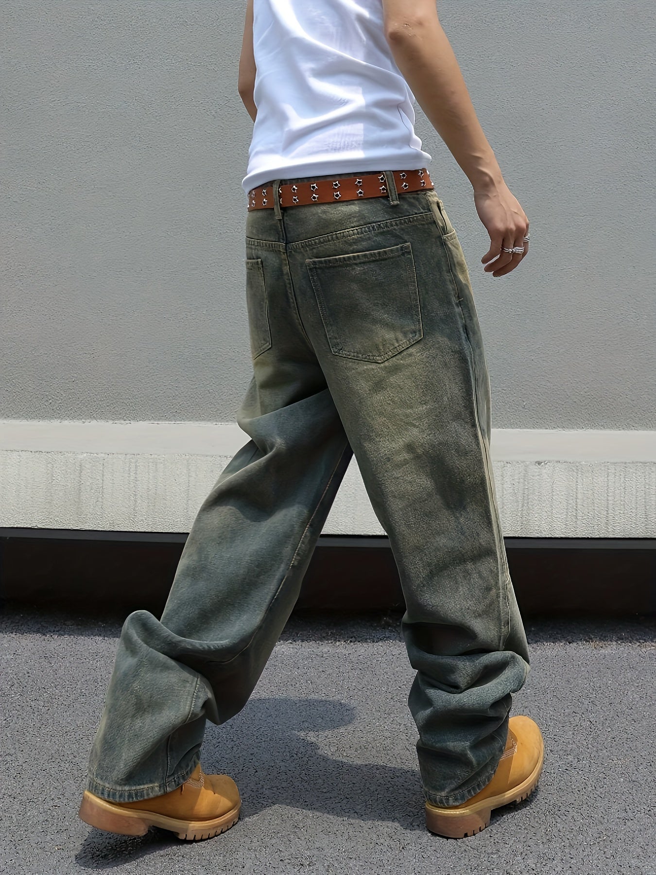 Men's Loose Fit Wide Leg Jeans, Men's Stylish Comfy Cotton Denim Pants, Street Style Fashion