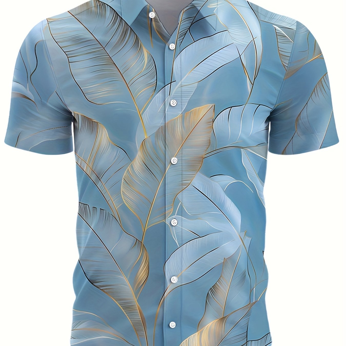 New Summer Men'S Short-Sleeve Shirt Featuring a Stylish And Casual Tropical Palm Tree Design, Perfect for Hawaiian Wear.