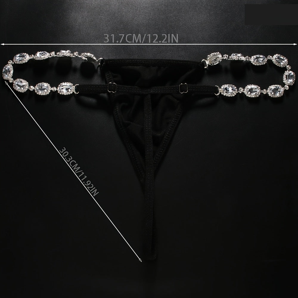 Sexy Rhinestone Panties Ladies Low Rise Bikini Thong Body Chain