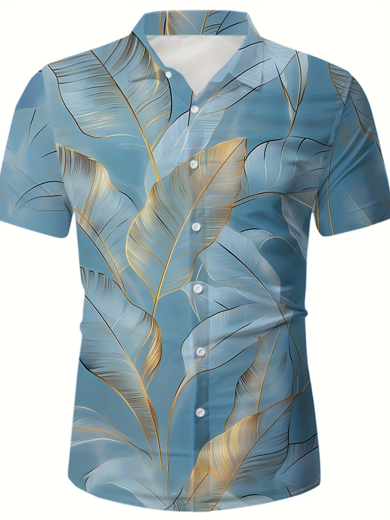 New Summer Men'S Short-Sleeve Shirt Featuring a Stylish And Casual Tropical Palm Tree Design, Perfect for Hawaiian Wear.