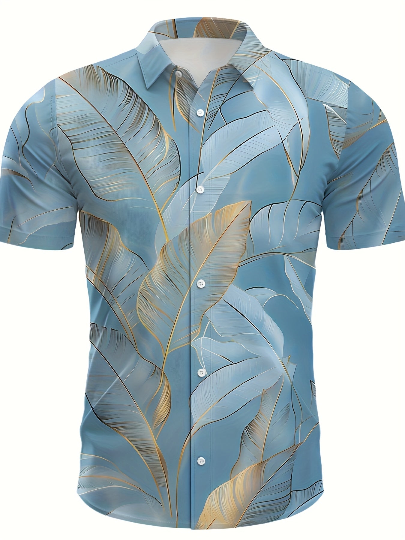 New Summer Men'S Short-Sleeve Shirt Featuring a Stylish And Casual Tropical Palm Tree Design, Perfect for Hawaiian Wear.