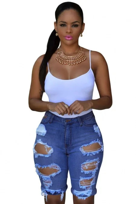 2021 Hot Sale Women Summer Ripped Shorts Jeans Fashion Stretch Slim Denim Shorts S-2XL High Quality Drop shipping