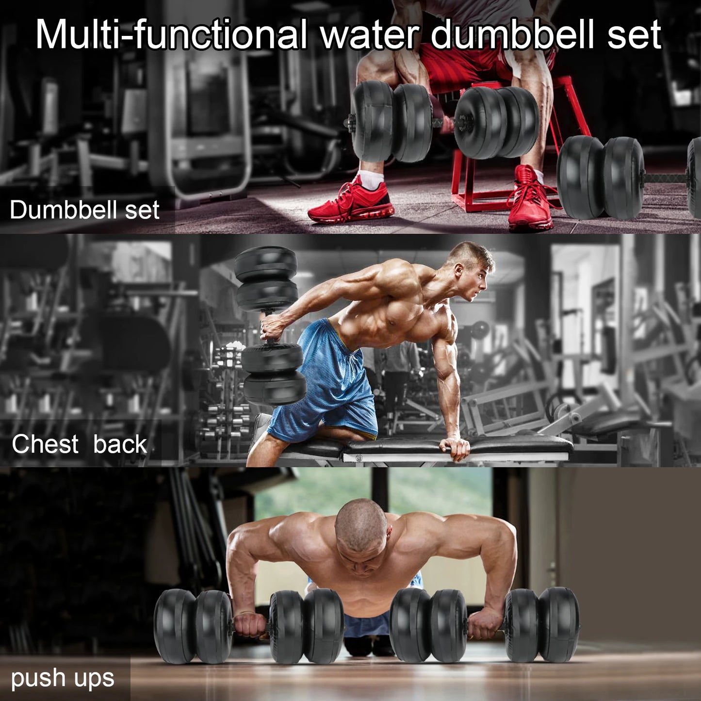 Deiris 1-35KG Dumbbell Barbell Set,2 in1 Portable Travel Fitness,Free Weights,Gym Arm Muscle,Home Outdoor, Water Dumbbell