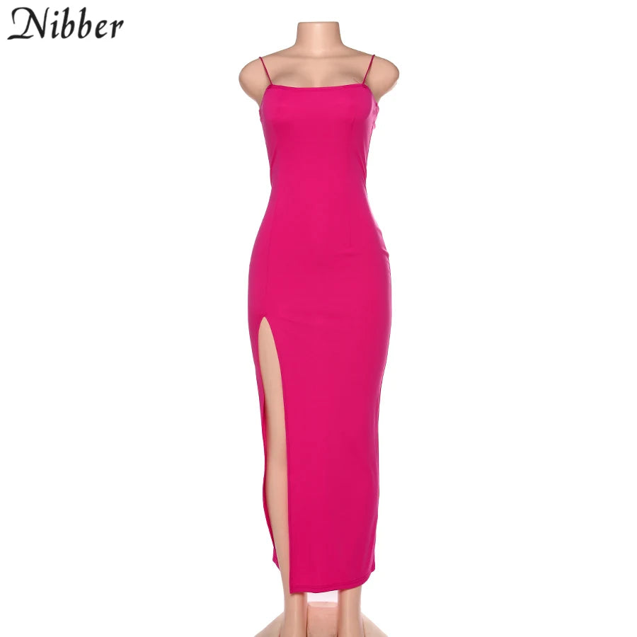 Nibber red black New year christmas party long dresses women spring Basic bodycon lace up stretch Slim midi dresses femme