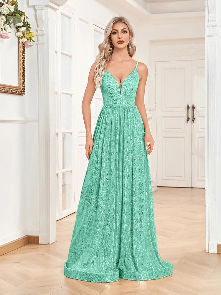 Lucyinlove Elegant Sexy Backless Sequins Evening Dress Long 2024 Mermaid Formal Gown Women Wedding Party Dresses Caicktail Prom