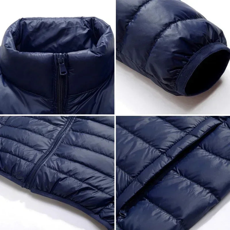 Solid Lightweight Winter Warm Parkas Standing Collar Cotton Down Padding Parkas For Men Casual Thick Jackets Male Winter Coats