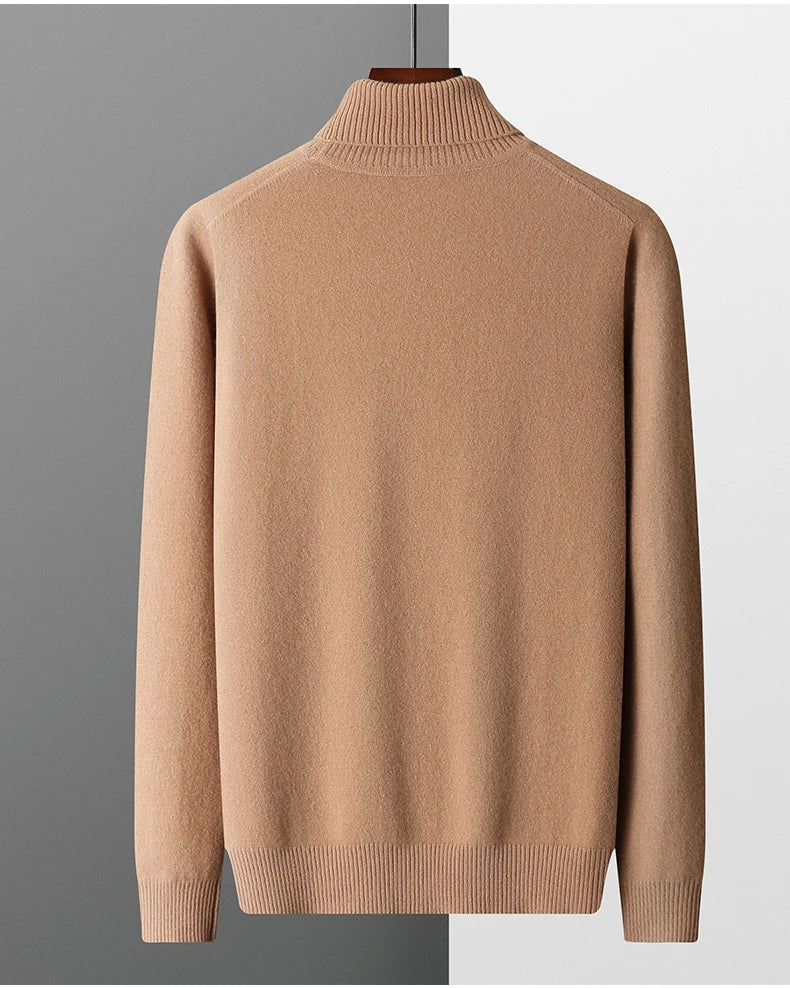 Fall/Winter 100% Wool Bottoming Shirt Men's Thickened Turtleneck Sweater Business Cashmere Knitting