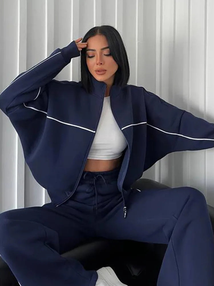 Sweatsuits for Women Set 2 Piece Outfits Long Sleeve Zip Up Jacket Oversized Sweatshirt Jogger Sweatpants Tracksuit