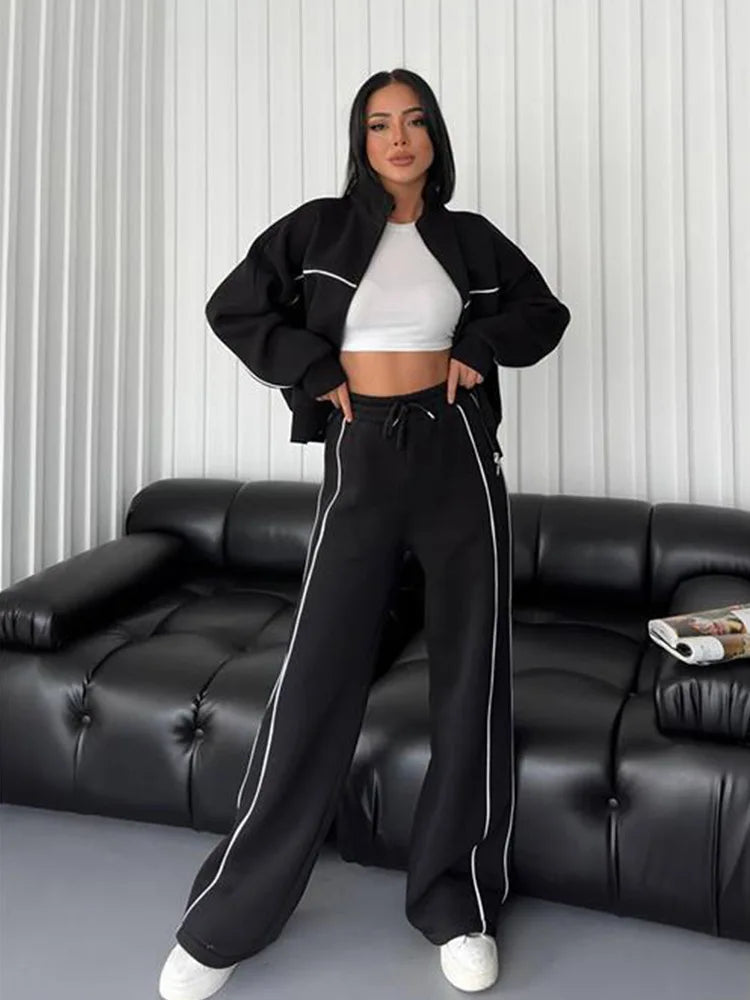 Sweatsuits for Women Set 2 Piece Outfits Long Sleeve Zip Up Jacket Oversized Sweatshirt Jogger Sweatpants Tracksuit