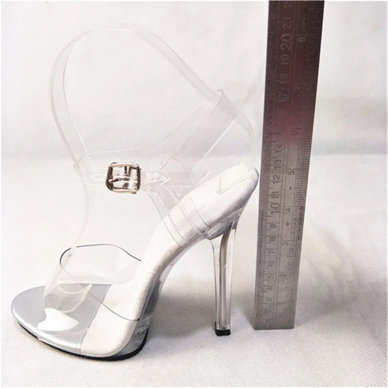 International Bodybuilding Model Bikini Competition Shoes Transparent High Heels Competition Standard Shoes 12cm Heel Slippers