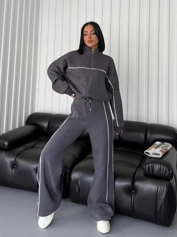 Sweatsuits for Women Set 2 Piece Outfits Long Sleeve Zip Up Jacket Oversized Sweatshirt Jogger Sweatpants Tracksuit