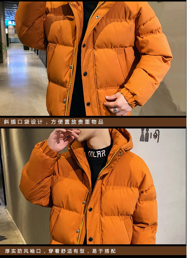 Men Harajuku Colorful Bubble Coat Winter Jacket 2024 Mens Streetwear Hip Hop Parka Korean Yellow Black Clothes Puffer Jackets