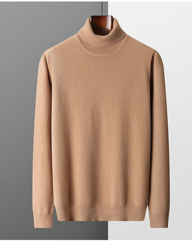 Fall/Winter 100% Wool Bottoming Shirt Men's Thickened Turtleneck Sweater Business Cashmere Knitting