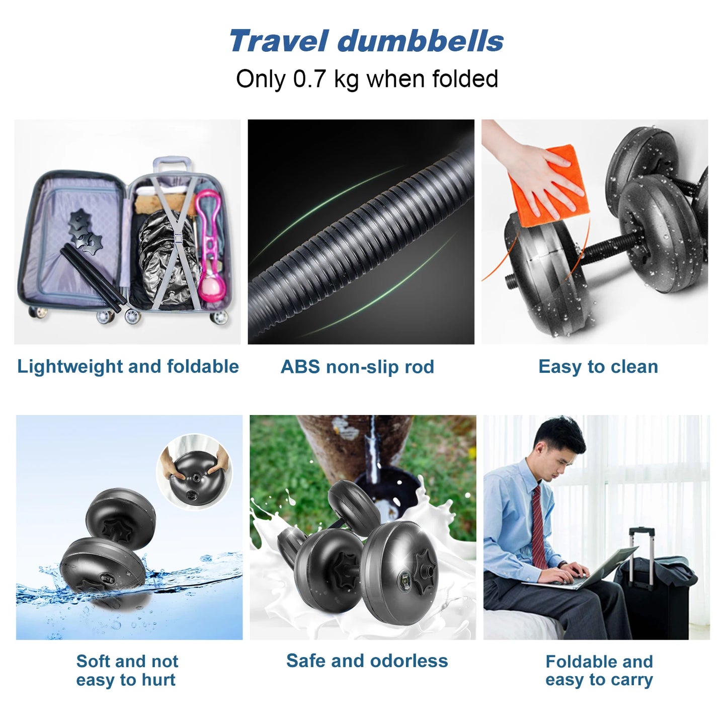 Deiris 1-35KG Dumbbell Barbell Set,2 in1 Portable Travel Fitness,Free Weights,Gym Arm Muscle,Home Outdoor, Water Dumbbell