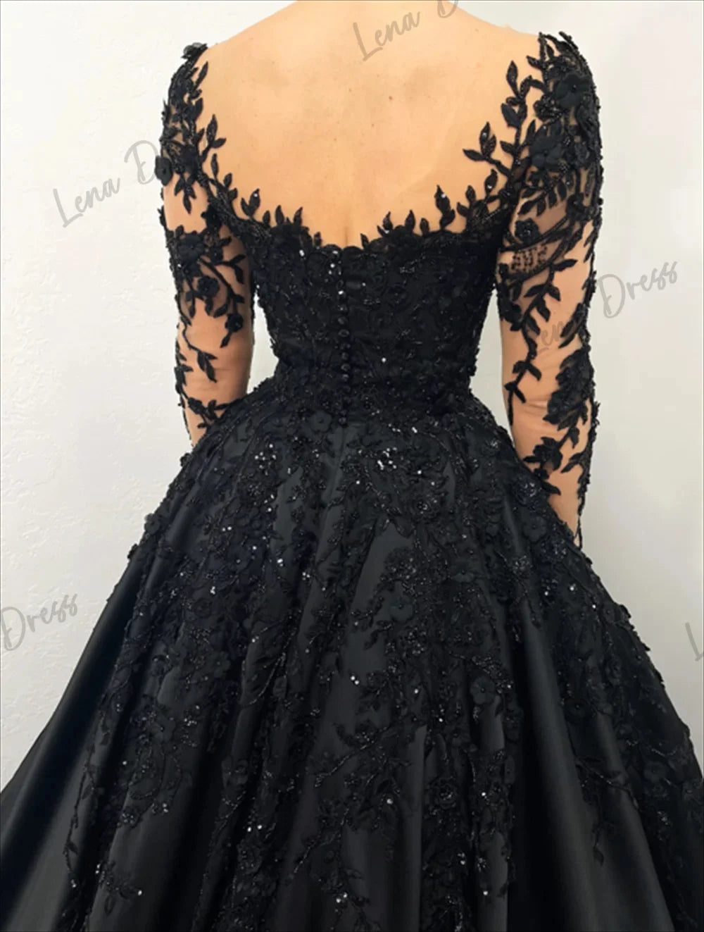 customized Embroidered Lace Heavy Evening Dresses Luxury Black Ladies Dresses for Special Occasions A Line Long Skirt Gala Dress