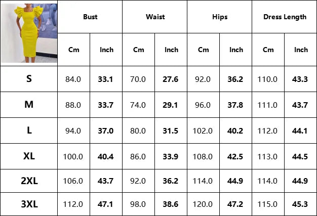 Elegant Bodycon Dresses for Women Square Neck Ruffles Sleeve Sheath Package Hips Mid Calf Professional Business Work Dress Midi