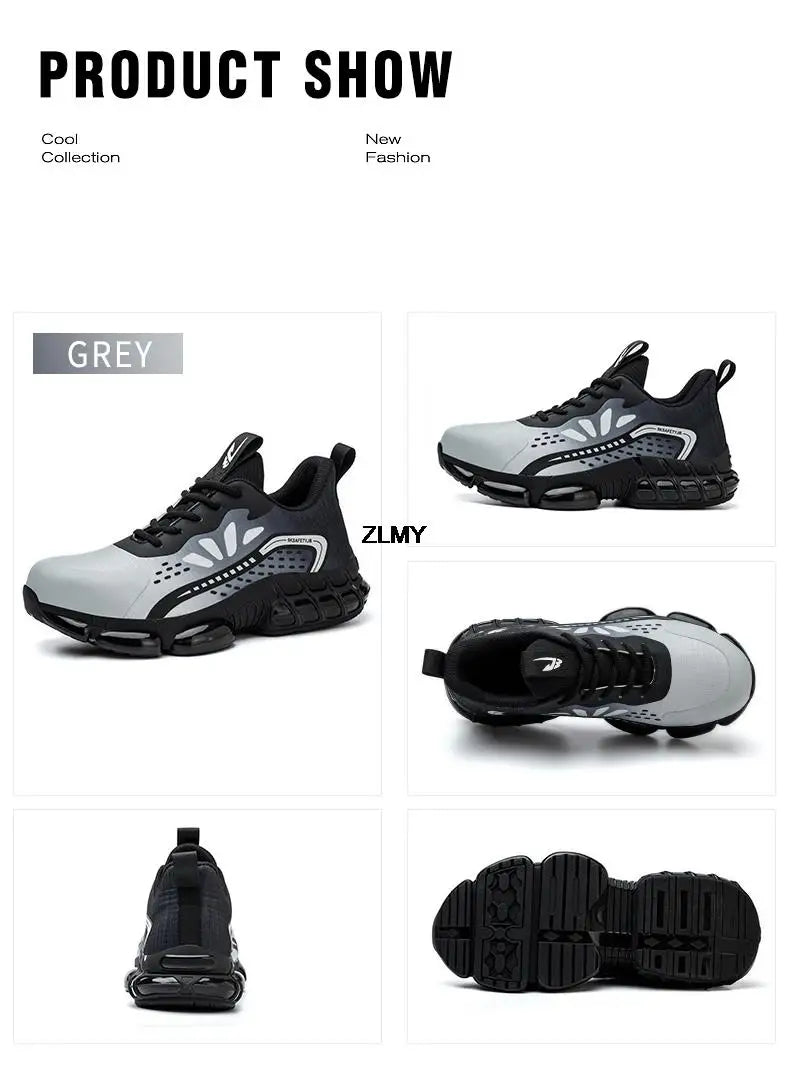 ZLMY Rotating Button Safety Shoes Men Steel Toe Sneaker Air Cushion Work Shoes Man Puncture Proof Work Safety Boots Protective