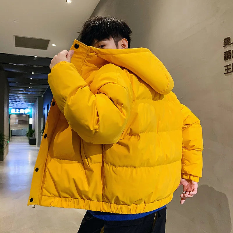 Men Harajuku Colorful Bubble Coat Winter Jacket 2024 Mens Streetwear Hip Hop Parka Korean Yellow Black Clothes Puffer Jackets