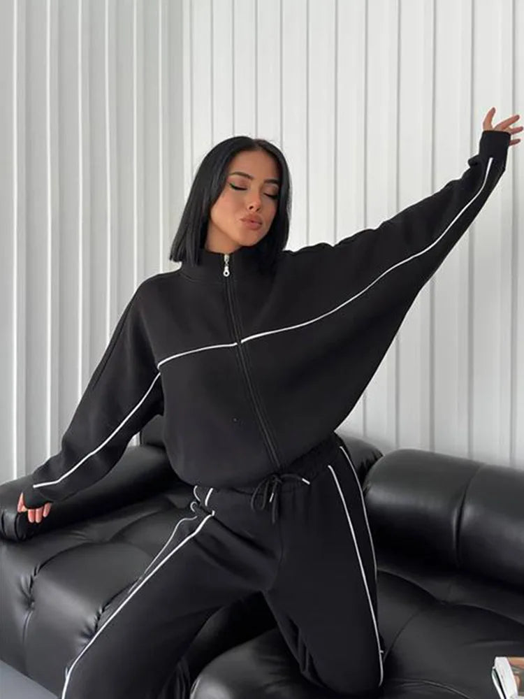 Sweatsuits for Women Set 2 Piece Outfits Long Sleeve Zip Up Jacket Oversized Sweatshirt Jogger Sweatpants Tracksuit