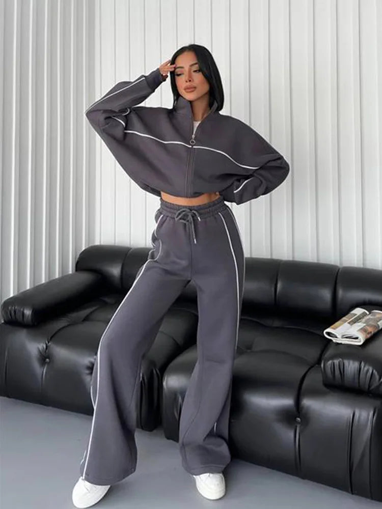 Sweatsuits for Women Set 2 Piece Outfits Long Sleeve Zip Up Jacket Oversized Sweatshirt Jogger Sweatpants Tracksuit