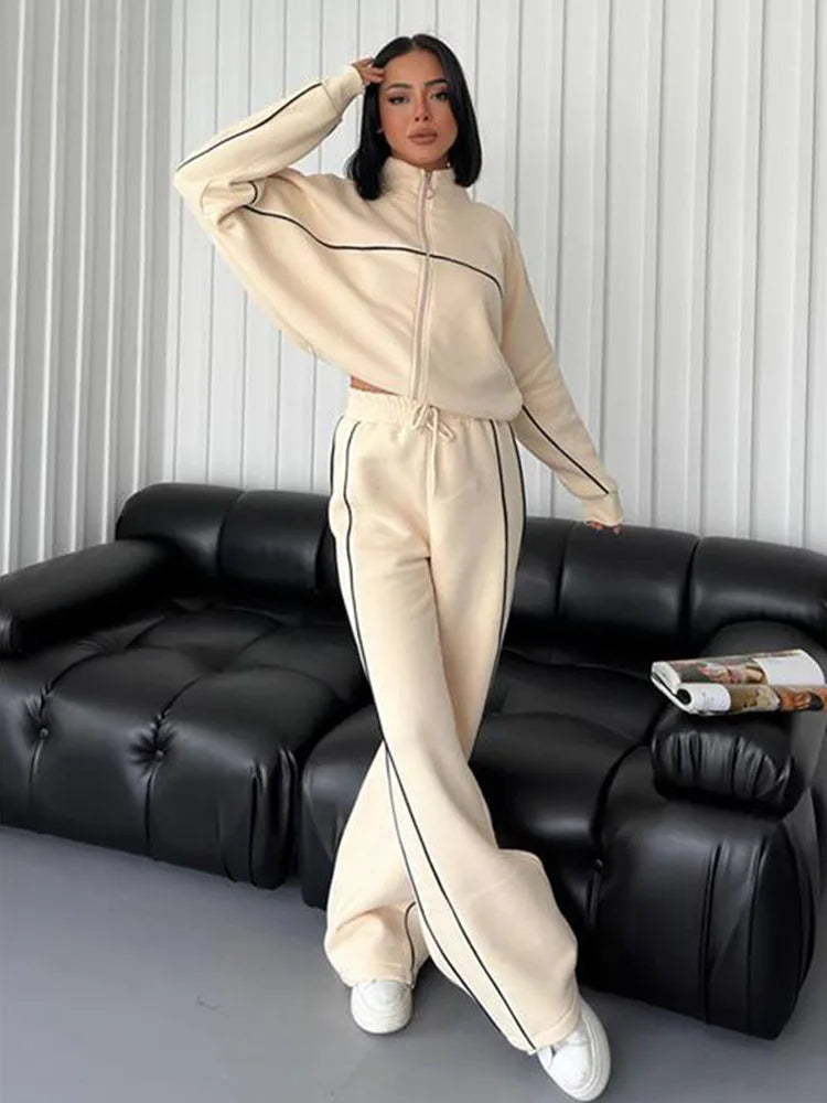 Sweatsuits for Women Set 2 Piece Outfits Long Sleeve Zip Up Jacket Oversized Sweatshirt Jogger Sweatpants Tracksuit