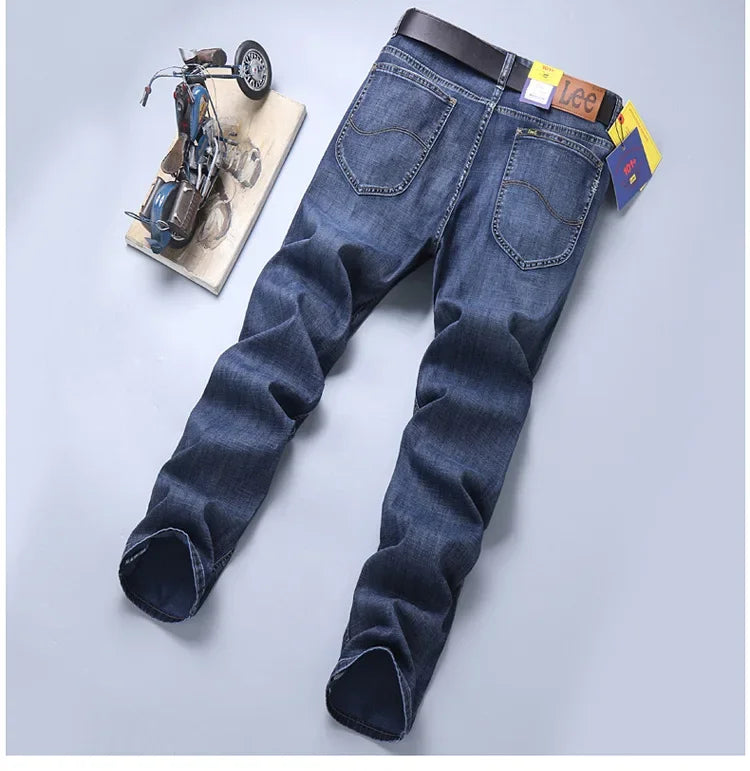 Lee Dex Jeans Men's Straight-leg Loose-fit Spring Summer Thin Elastic Business Casual New High-end Denim Trousers