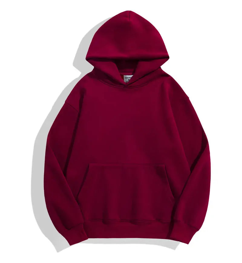 500GSM Heavy Weight Fashion Men's Hoodies New Autumn Winter Casual Thick Cotton Men's Top Solid Color Hoodies Sweatshirt Male