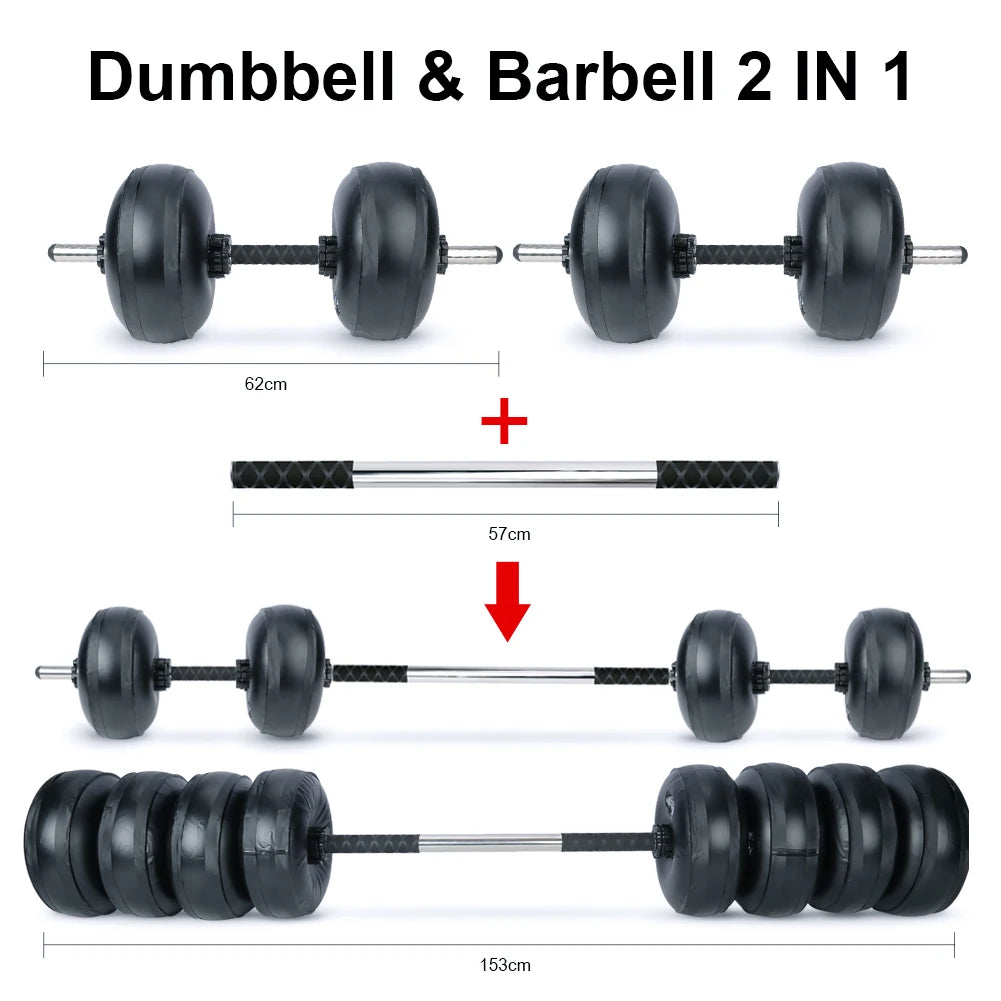 Deiris 1-35KG Dumbbell Barbell Set,2 in1 Portable Travel Fitness,Free Weights,Gym Arm Muscle,Home Outdoor, Water Dumbbell