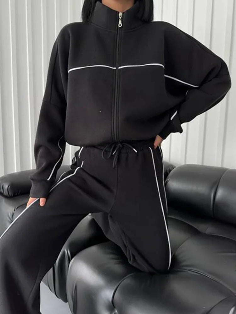 Sweatsuits for Women Set 2 Piece Outfits Long Sleeve Zip Up Jacket Oversized Sweatshirt Jogger Sweatpants Tracksuit