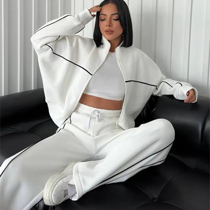 Sweatsuits for Women Set 2 Piece Outfits Long Sleeve Zip Up Jacket Oversized Sweatshirt Jogger Sweatpants Tracksuit