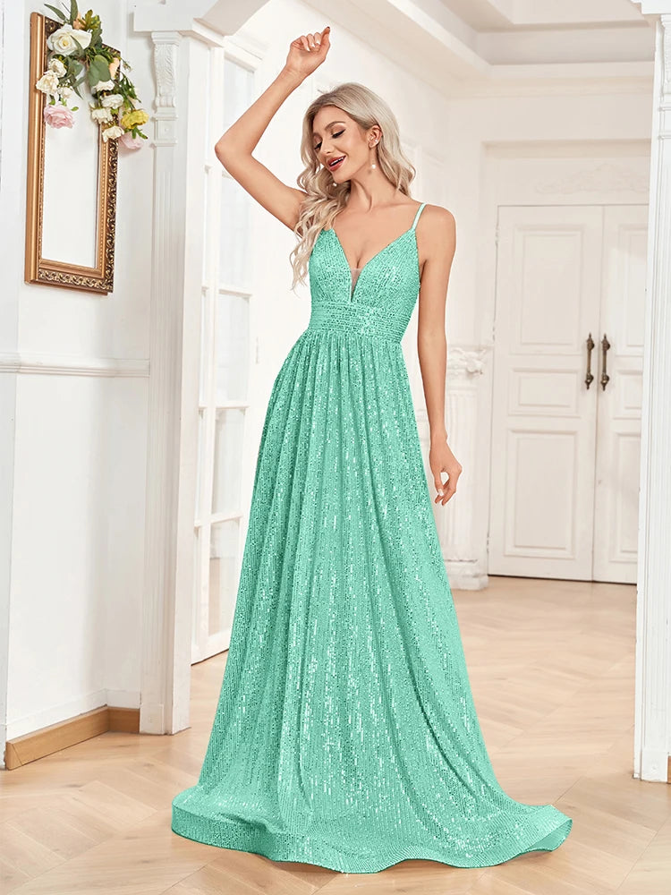 Lucyinlove Elegant Sexy Backless Sequins Evening Dress Long 2024 Mermaid Formal Gown Women Wedding Party Dresses Caicktail Prom