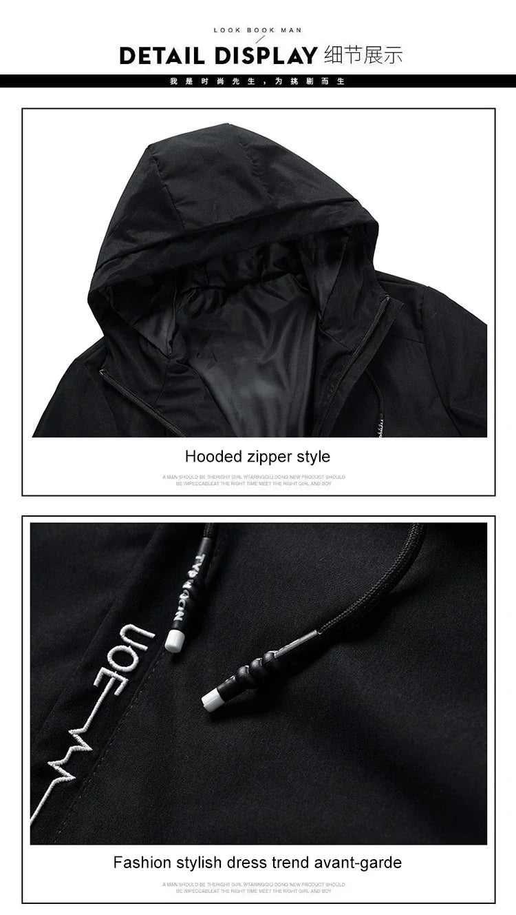 2024 New Autumn/Winter Men's Jacket High Quality Printed Outdoor Sports Hooded Windproof Fashion Casual Brand Jack