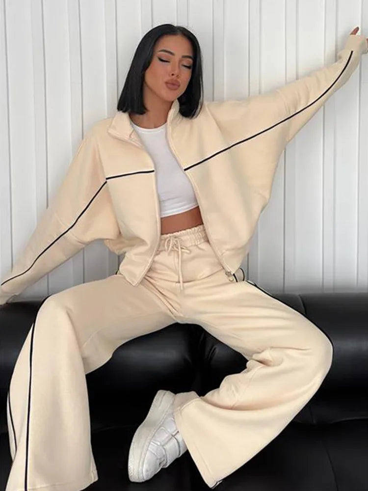 Sweatsuits for Women Set 2 Piece Outfits Long Sleeve Zip Up Jacket Oversized Sweatshirt Jogger Sweatpants Tracksuit