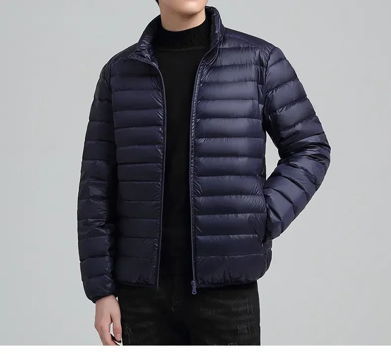 Solid Lightweight Winter Warm Parkas Standing Collar Cotton Down Padding Parkas For Men Casual Thick Jackets Male Winter Coats