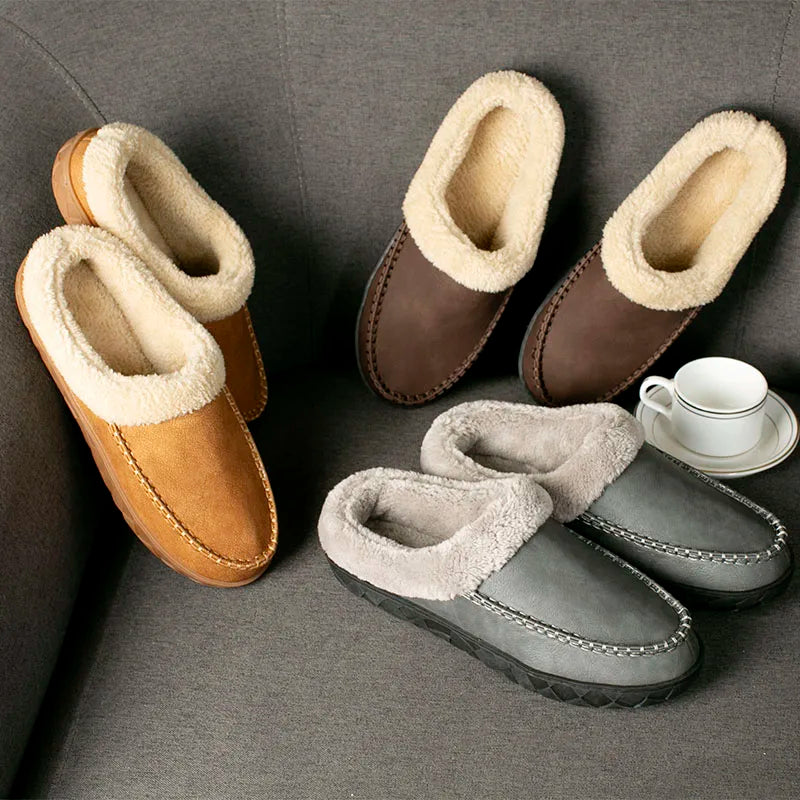 Home Men Slippers Winter Plush Warm Shoes Men Casual Flat House Indoor Bedroom Cotton Slides Comfort Slippers Men Big Size 49 50