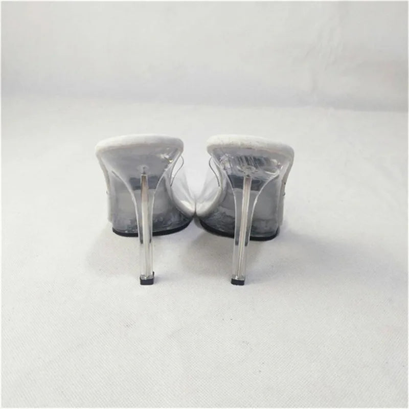 International Bodybuilding Model Bikini Competition Shoes Transparent High Heels Competition Standard Shoes 12cm Heel Slippers