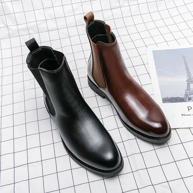 Luxury Genuine Leather Designer Dress 37~46 Couple Business Formal Chelsea Ankle Boots for Men Fashion Casual Man Shoes Footwear