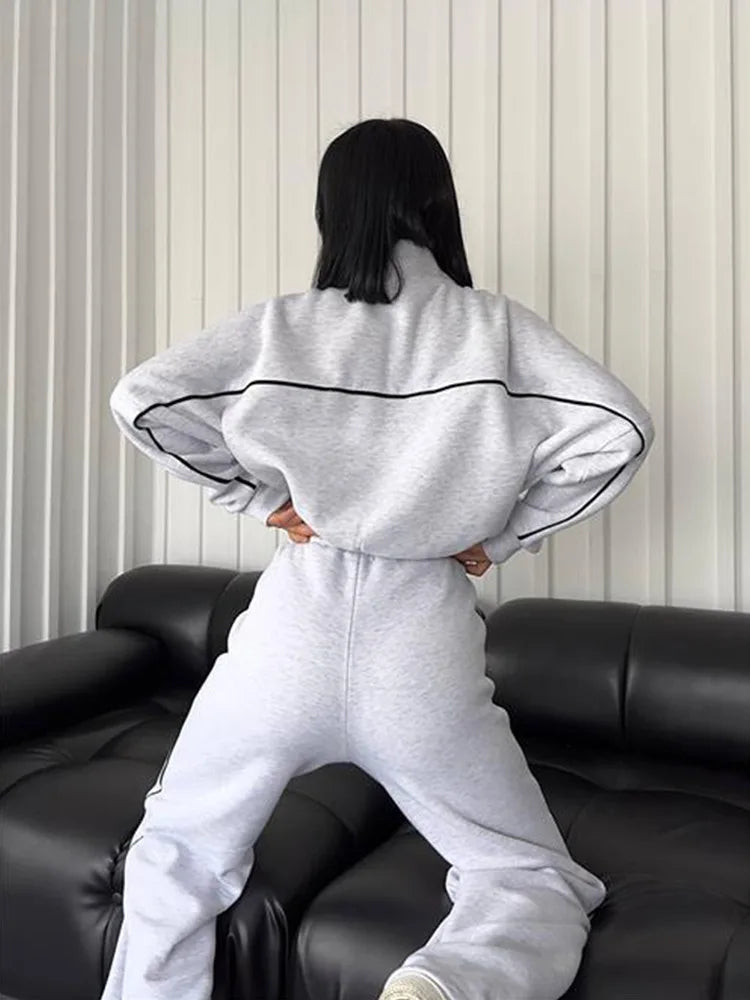 Sweatsuits for Women Set 2 Piece Outfits Long Sleeve Zip Up Jacket Oversized Sweatshirt Jogger Sweatpants Tracksuit