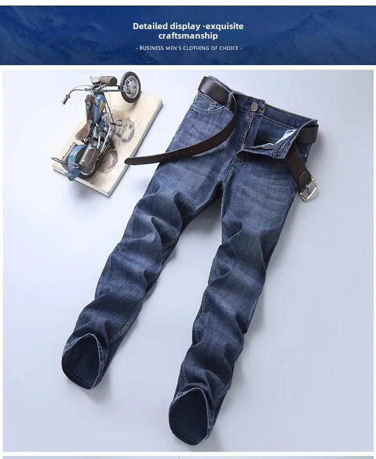 Lee Dex Jeans Men's Straight-leg Loose-fit Spring Summer Thin Elastic Business Casual New High-end Denim Trousers