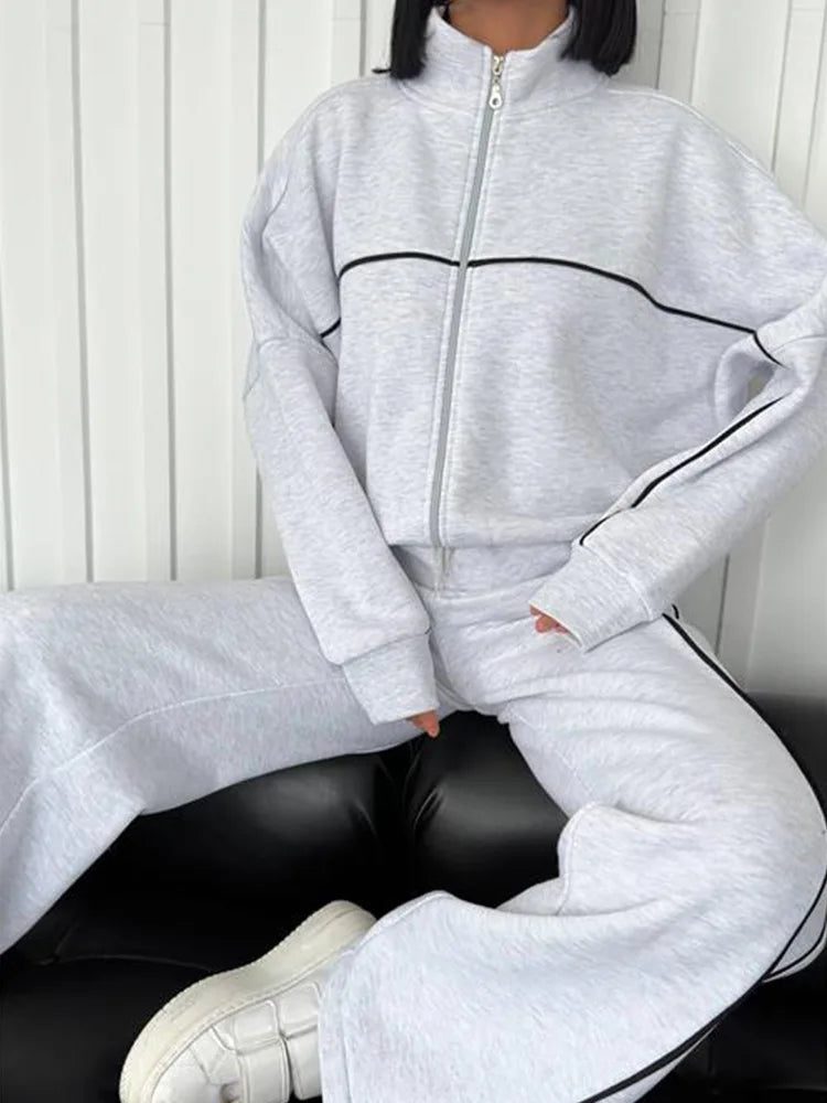 Sweatsuits for Women Set 2 Piece Outfits Long Sleeve Zip Up Jacket Oversized Sweatshirt Jogger Sweatpants Tracksuit