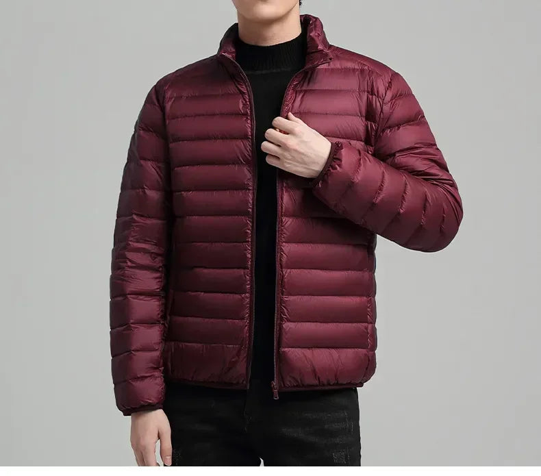 Solid Lightweight Winter Warm Parkas Standing Collar Cotton Down Padding Parkas For Men Casual Thick Jackets Male Winter Coats