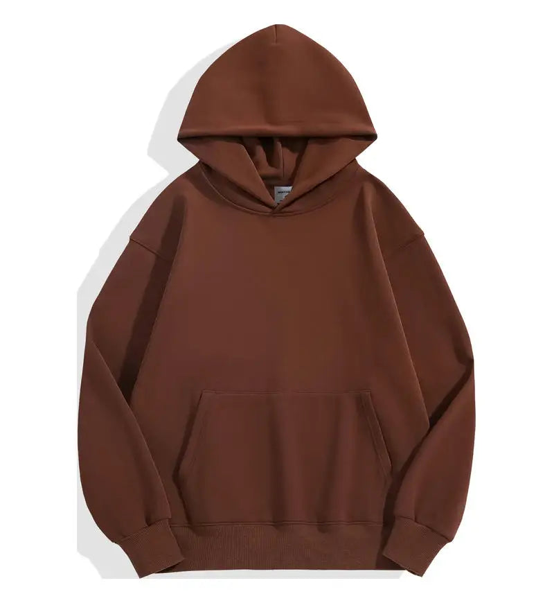 500GSM Heavy Weight Fashion Men's Hoodies New Autumn Winter Casual Thick Cotton Men's Top Solid Color Hoodies Sweatshirt Male