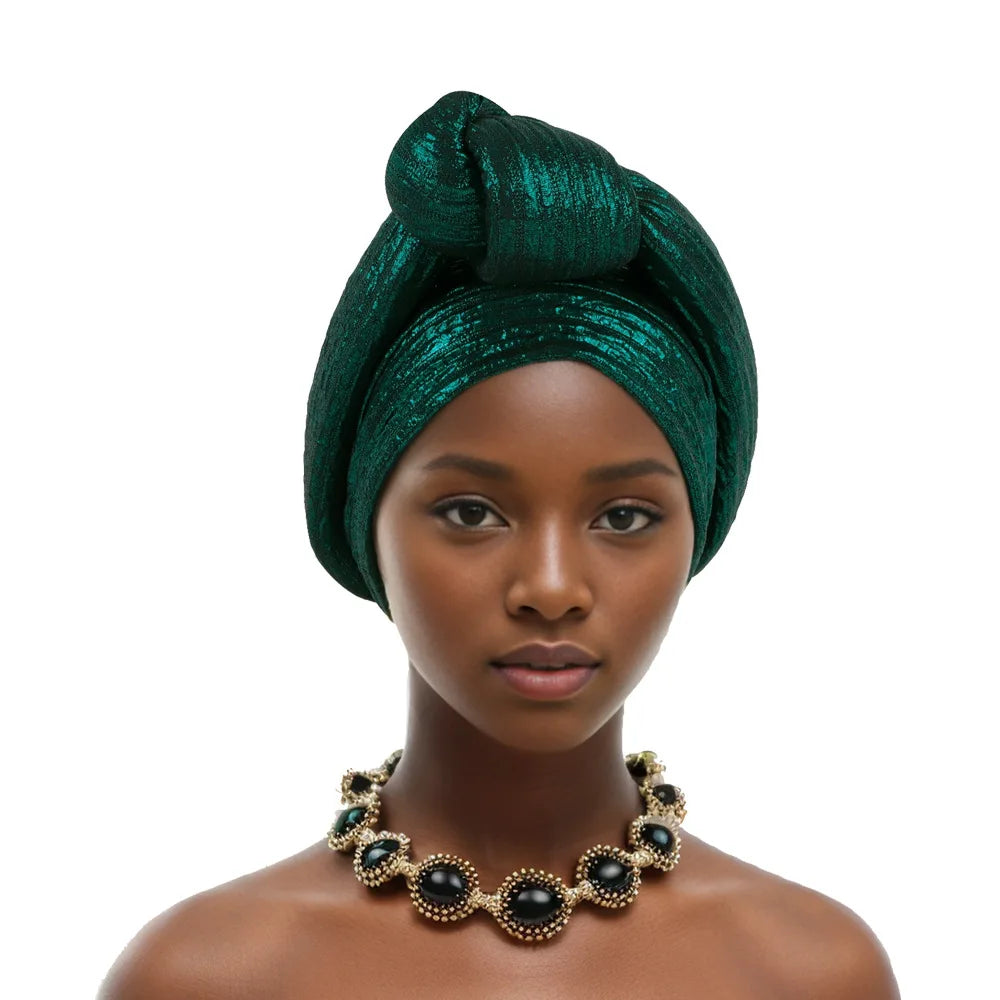 African Headtie Latest Nigeria Aso Oke Twist Knot Head Wraps Headpiece Turban Cap Bonnet for Women Already Made Auto Gele Mujer