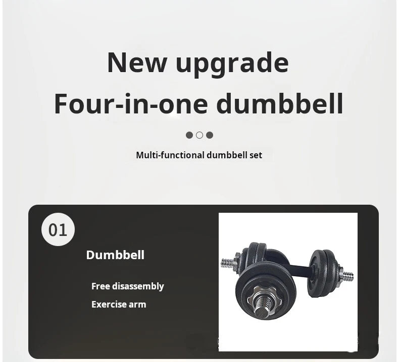 High-quality 15-50kg Painted Dumbbell Set Can Be Turned Into Barbell Household Weight Lifting Squat Fitness Equipment.