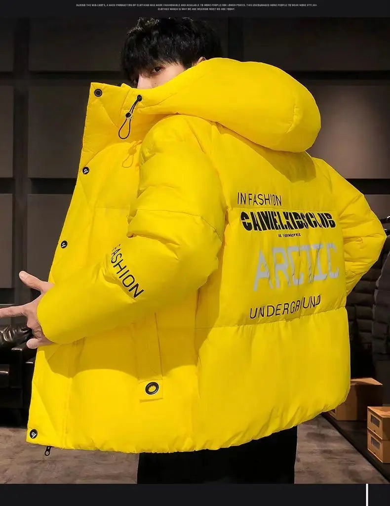 Men Harajuku Colorful Bubble Coat Winter Jacket 2024 Mens Streetwear Hip Hop Parka Korean Yellow Black Clothes Puffer Jackets