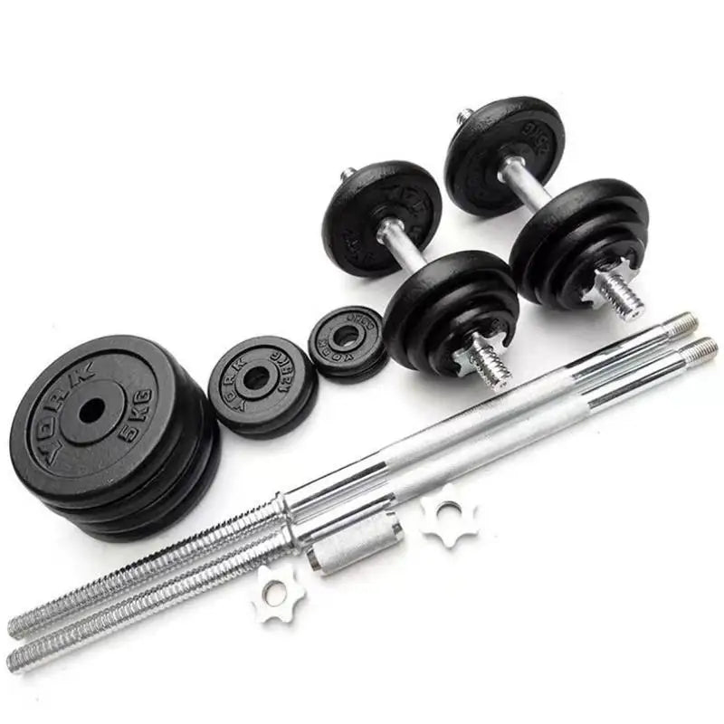 High-quality 15-50kg Painted Dumbbell Set Can Be Turned Into Barbell Household Weight Lifting Squat Fitness Equipment.