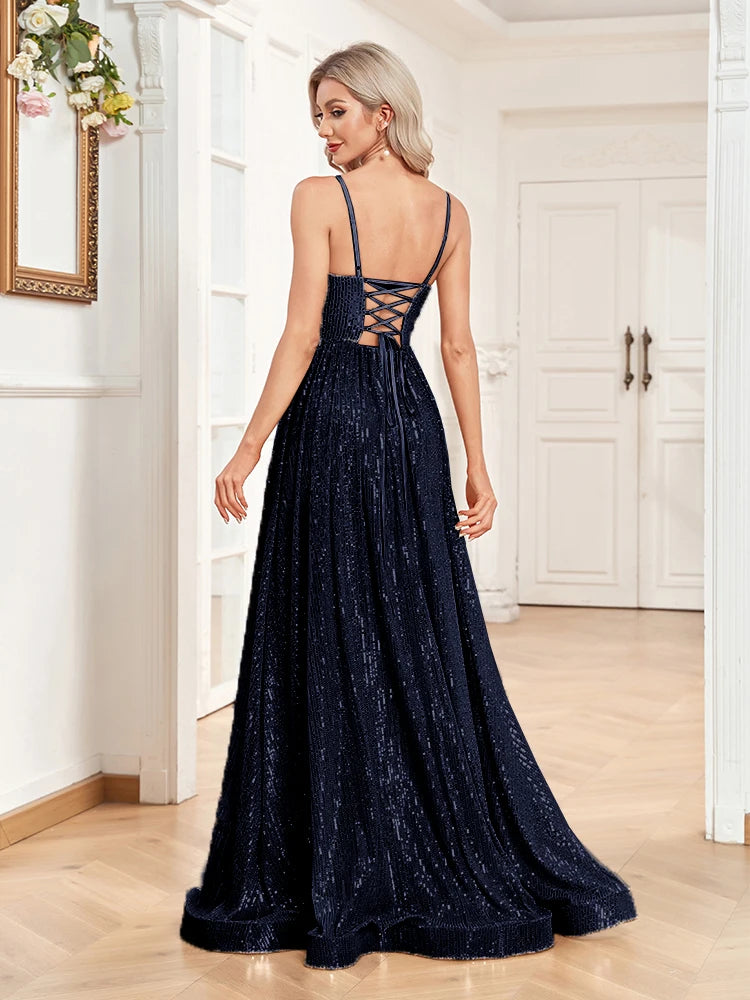 Lucyinlove Elegant Sexy Backless Sequins Evening Dress Long 2024 Mermaid Formal Gown Women Wedding Party Dresses Caicktail Prom