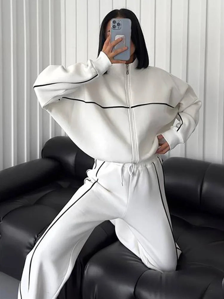 Sweatsuits for Women Set 2 Piece Outfits Long Sleeve Zip Up Jacket Oversized Sweatshirt Jogger Sweatpants Tracksuit