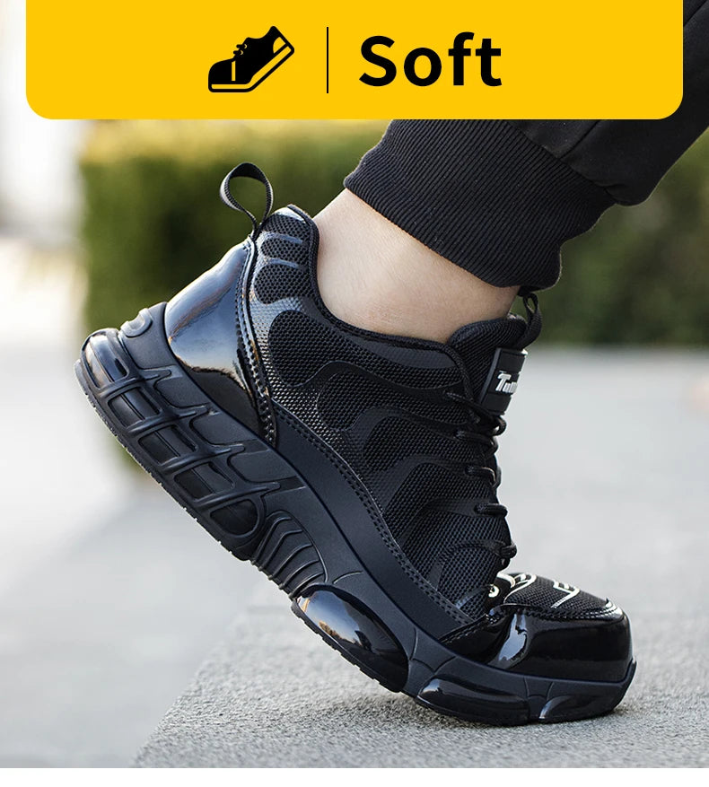 Summer Air Cushion Work Safety Shoes For Men Women Breathable Work Sneakers Steel Toe Shoes Anti-puncture Safety Protective Shoe