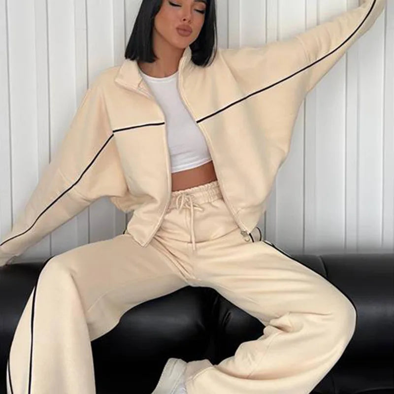 Sweatsuits for Women Set 2 Piece Outfits Long Sleeve Zip Up Jacket Oversized Sweatshirt Jogger Sweatpants Tracksuit